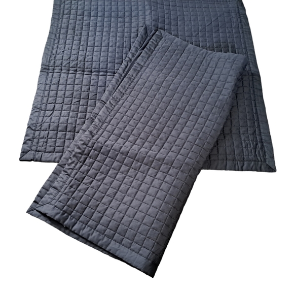 LANDS' END large euro quilted shams square blue cotton coastal shabby chic (2) - Picture 5 of 9